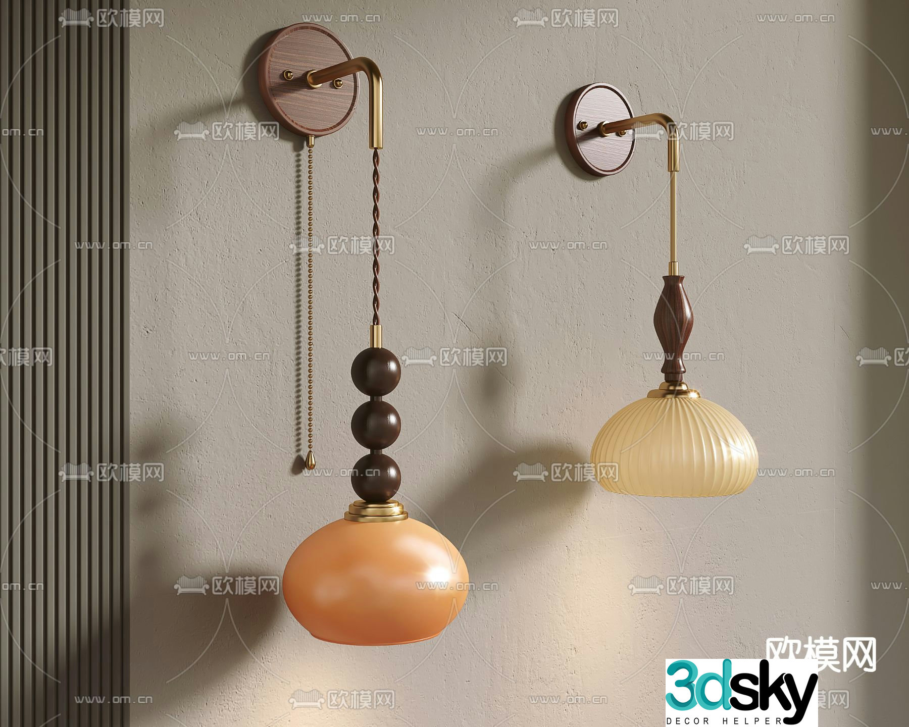 Wabi-sabi style wall lamp 3d model