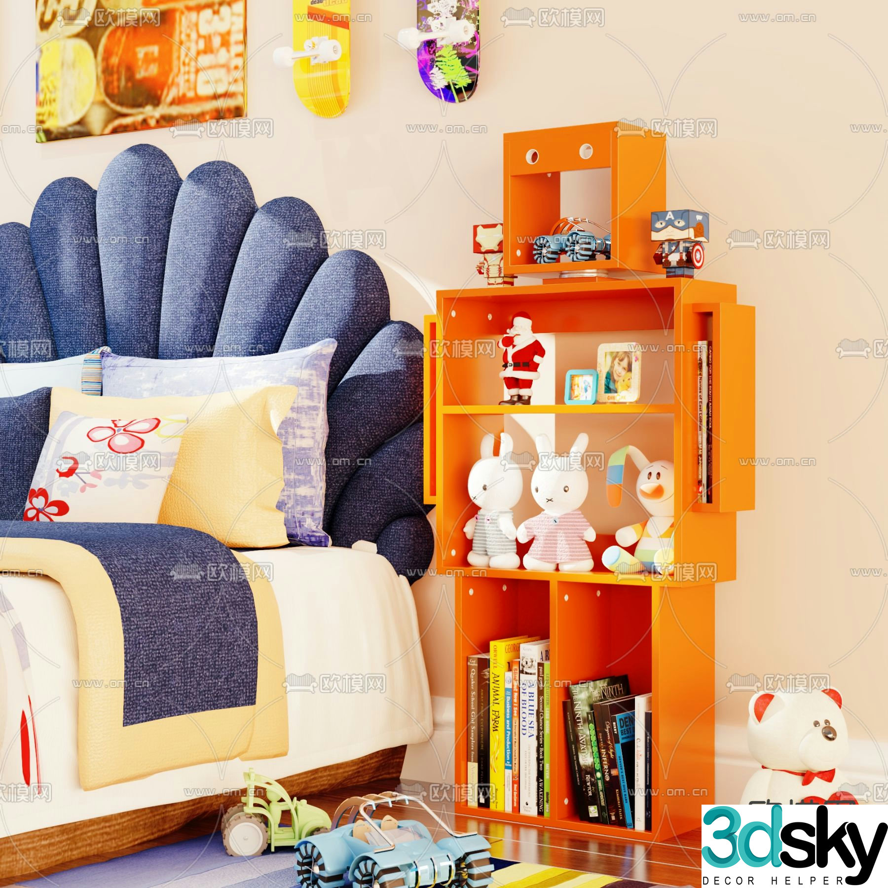 Children’s bookcase bookshelf 3d model