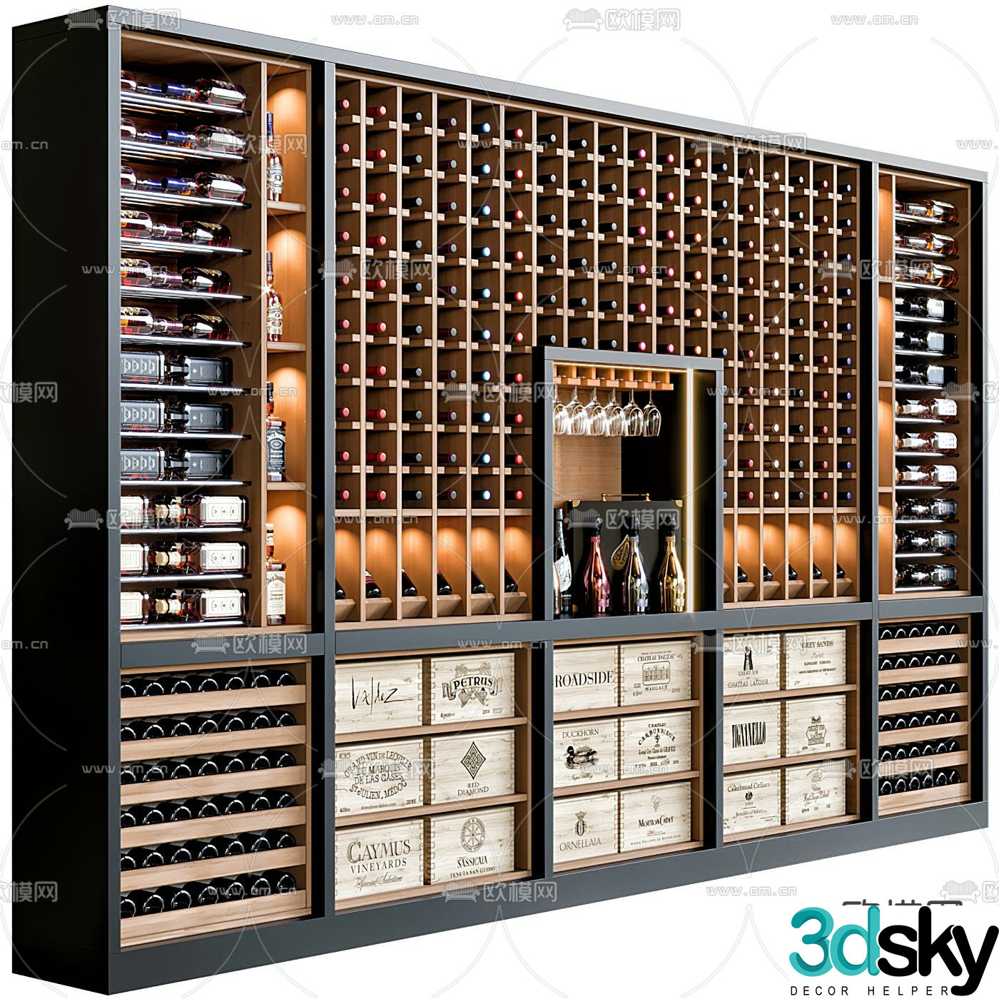 Modern wine cabinet wine rack 3d model