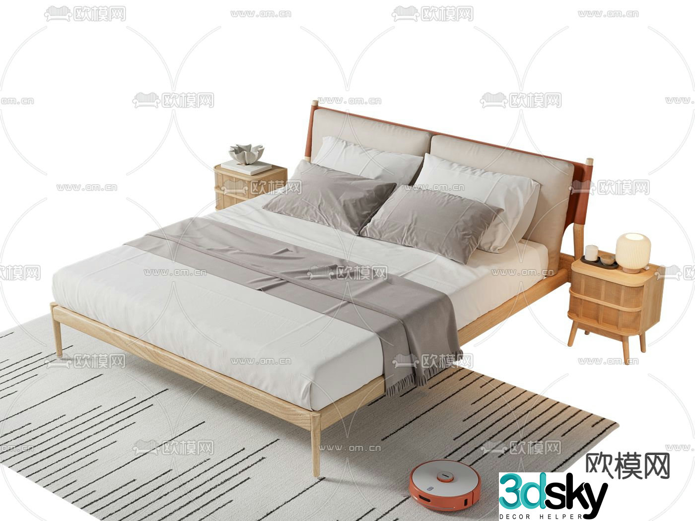 Nordic double bed 3d model