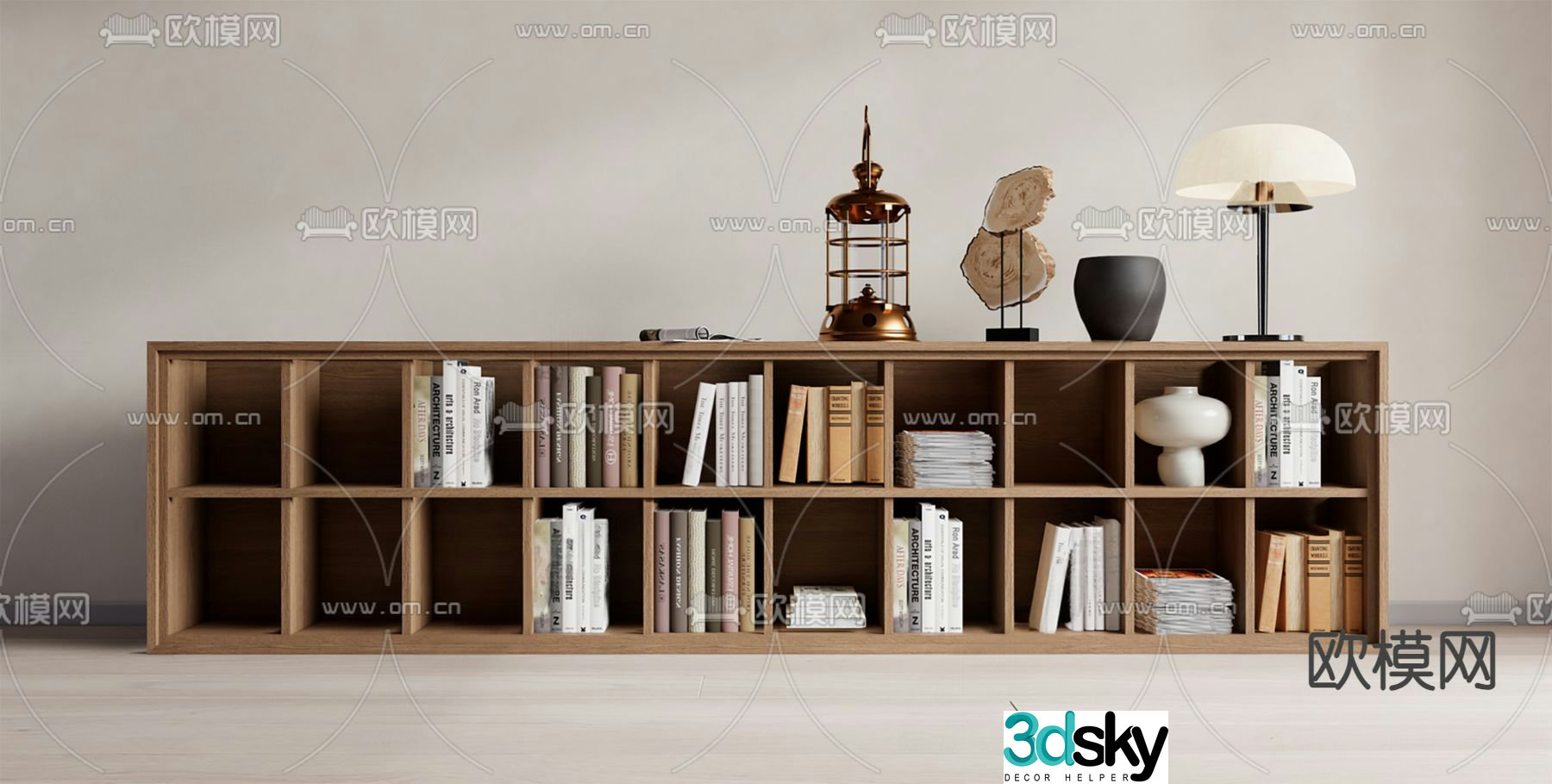 Modern bookcase low cabinet bookshelf 3d model