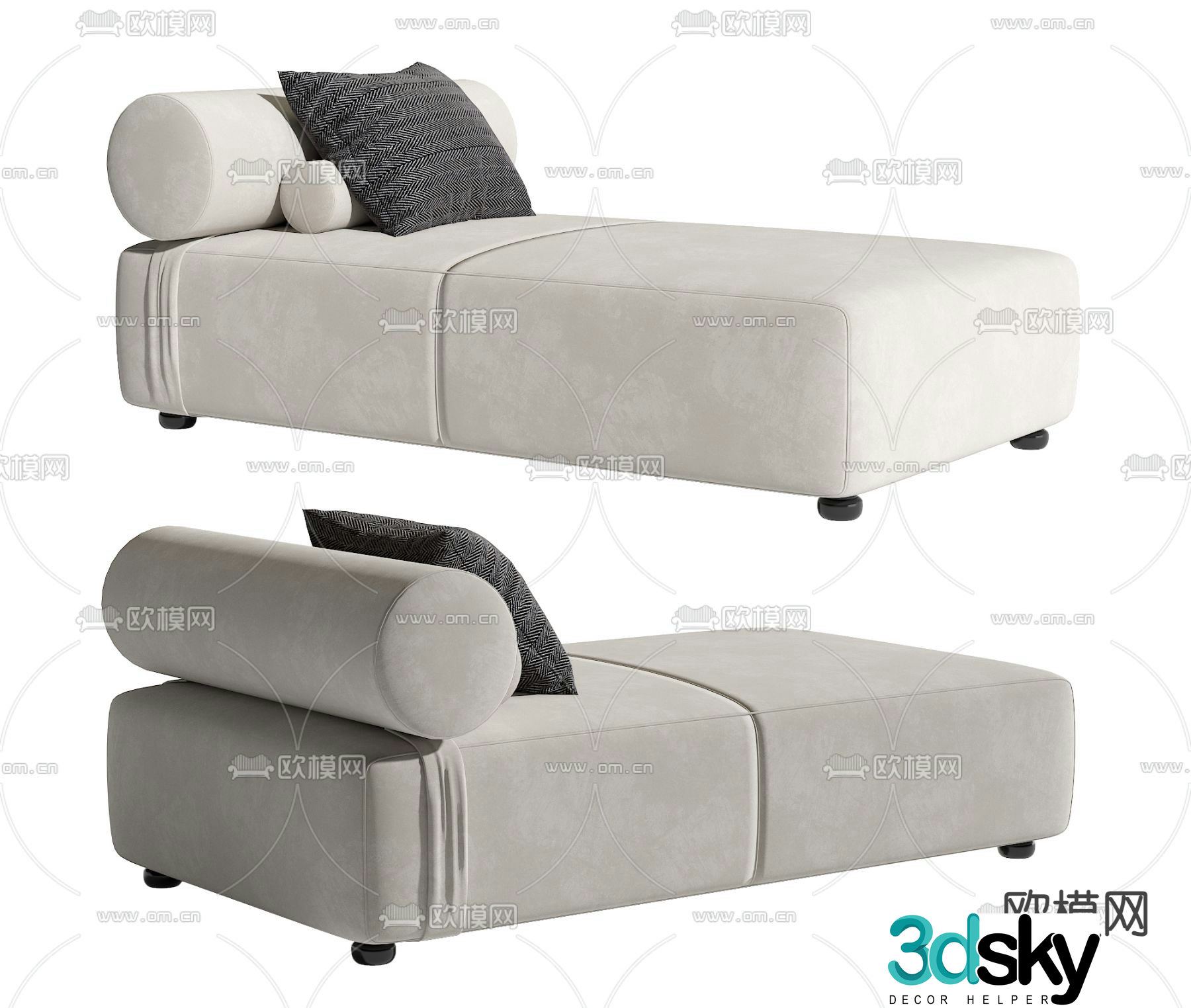 Modern footrest bedside stool 3d model