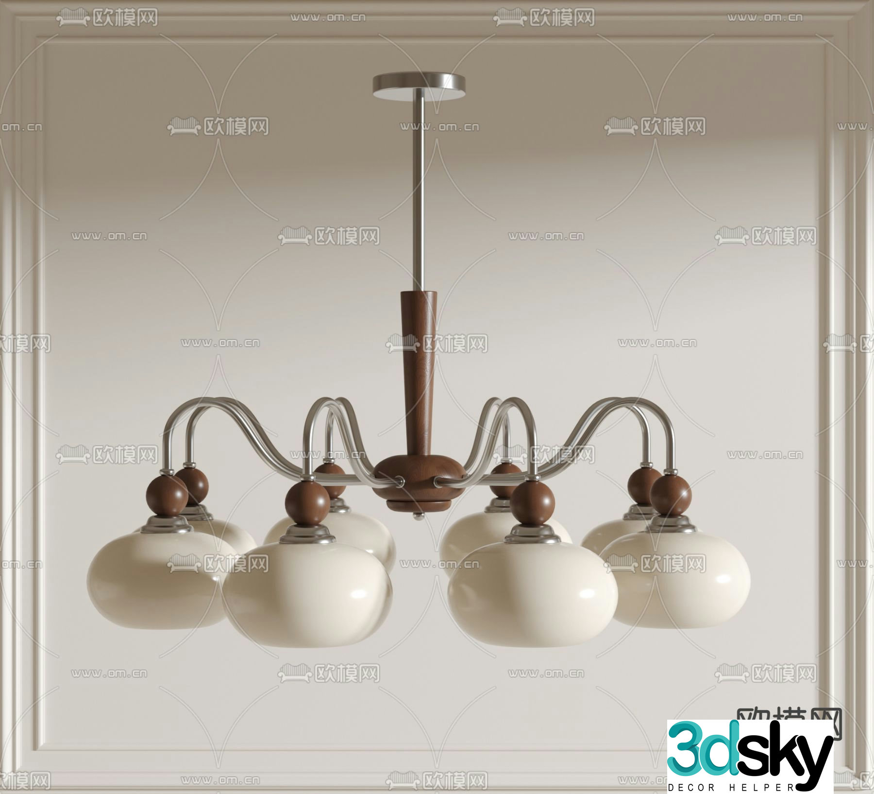 Multi-head chandelier 3d model