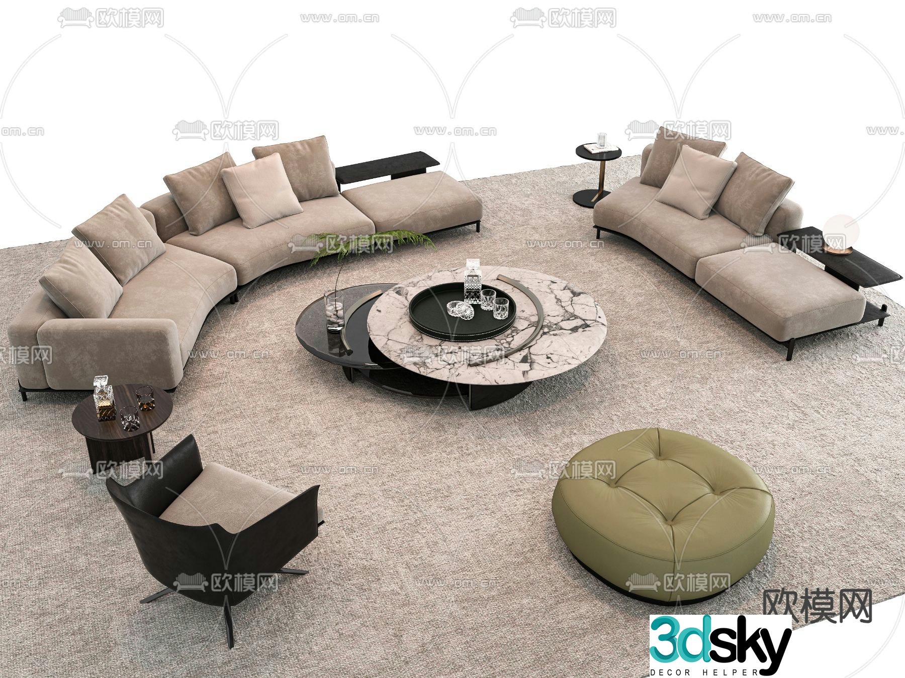 Modern sofa coffee table 3d model