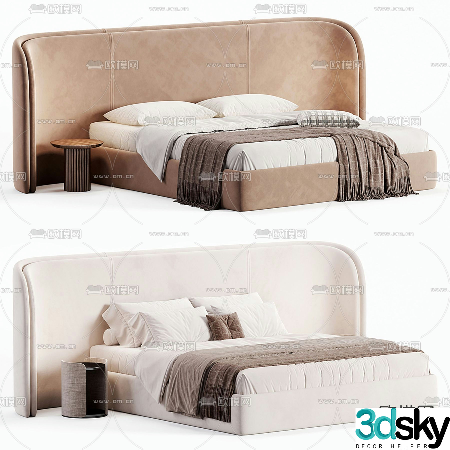 Modern double bed 3d model