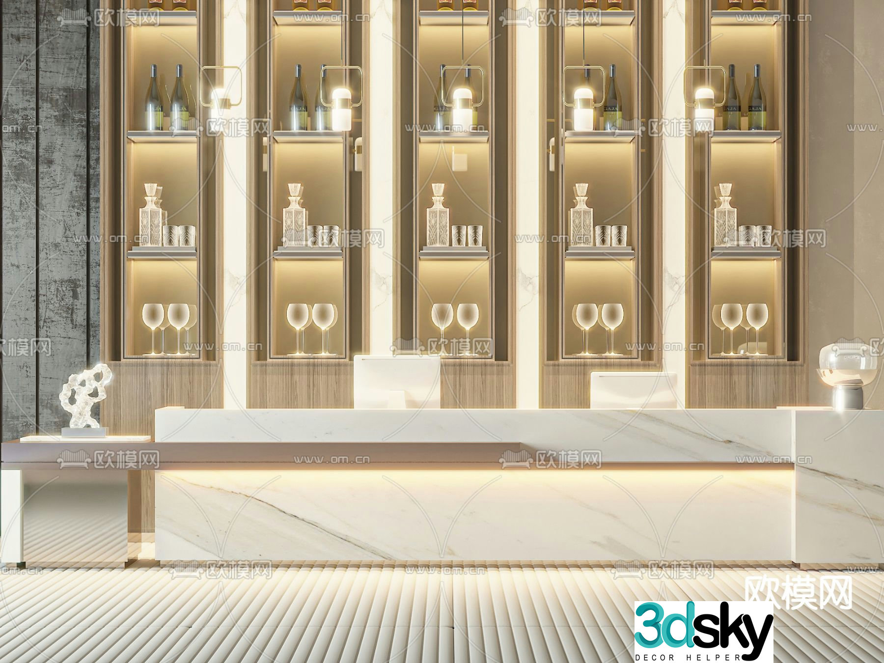 Reception desk service front desk 3d model