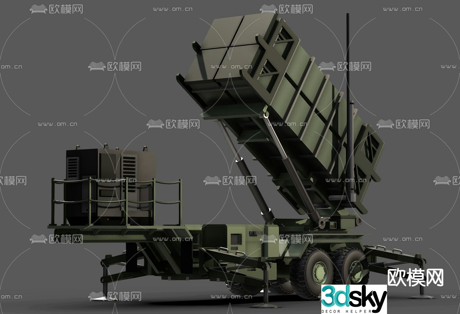 Anti-aircraft missile missile launch system 3d model