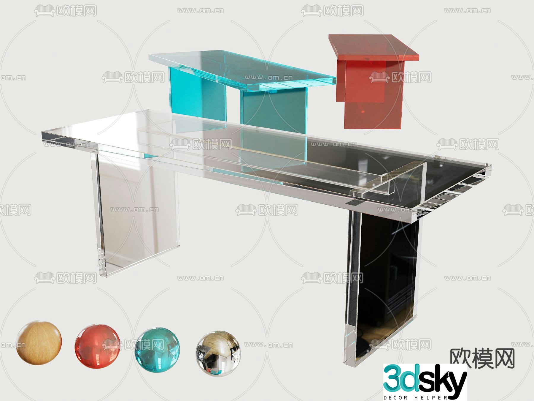 Acrylic dining table 3d model
