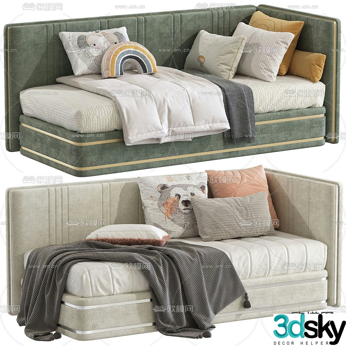 Modern children’s bed sofa bed 3d model