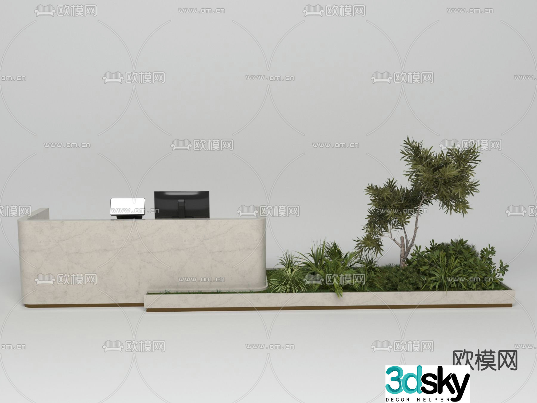 Front desk service desk reception desk 3d model