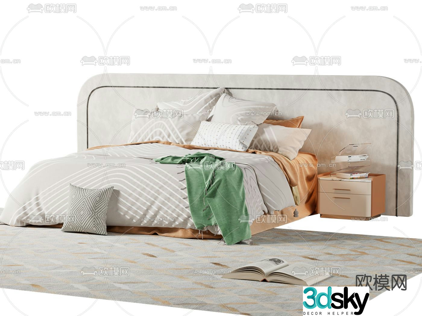Modern double bed 3d model