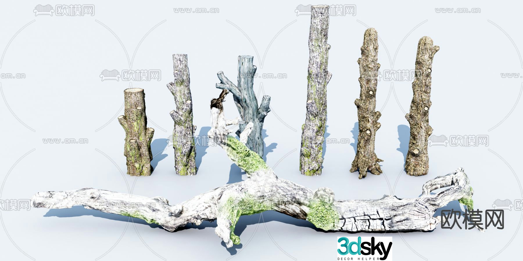 tree trunk dead tree branches 3d model