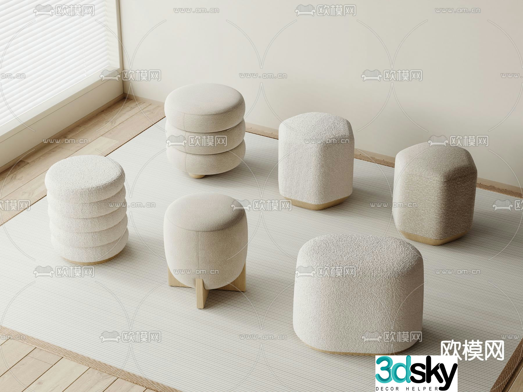 Sofa stool round stool low stool 3d model