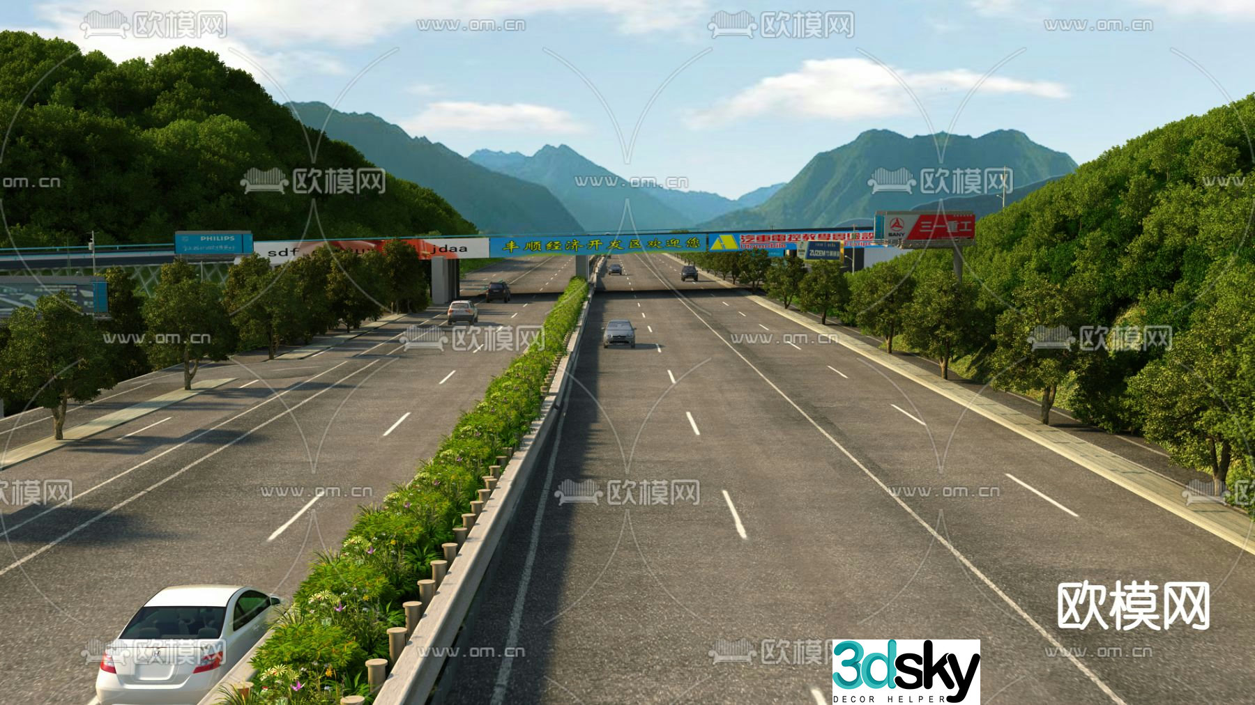 highway road landscape 3d model