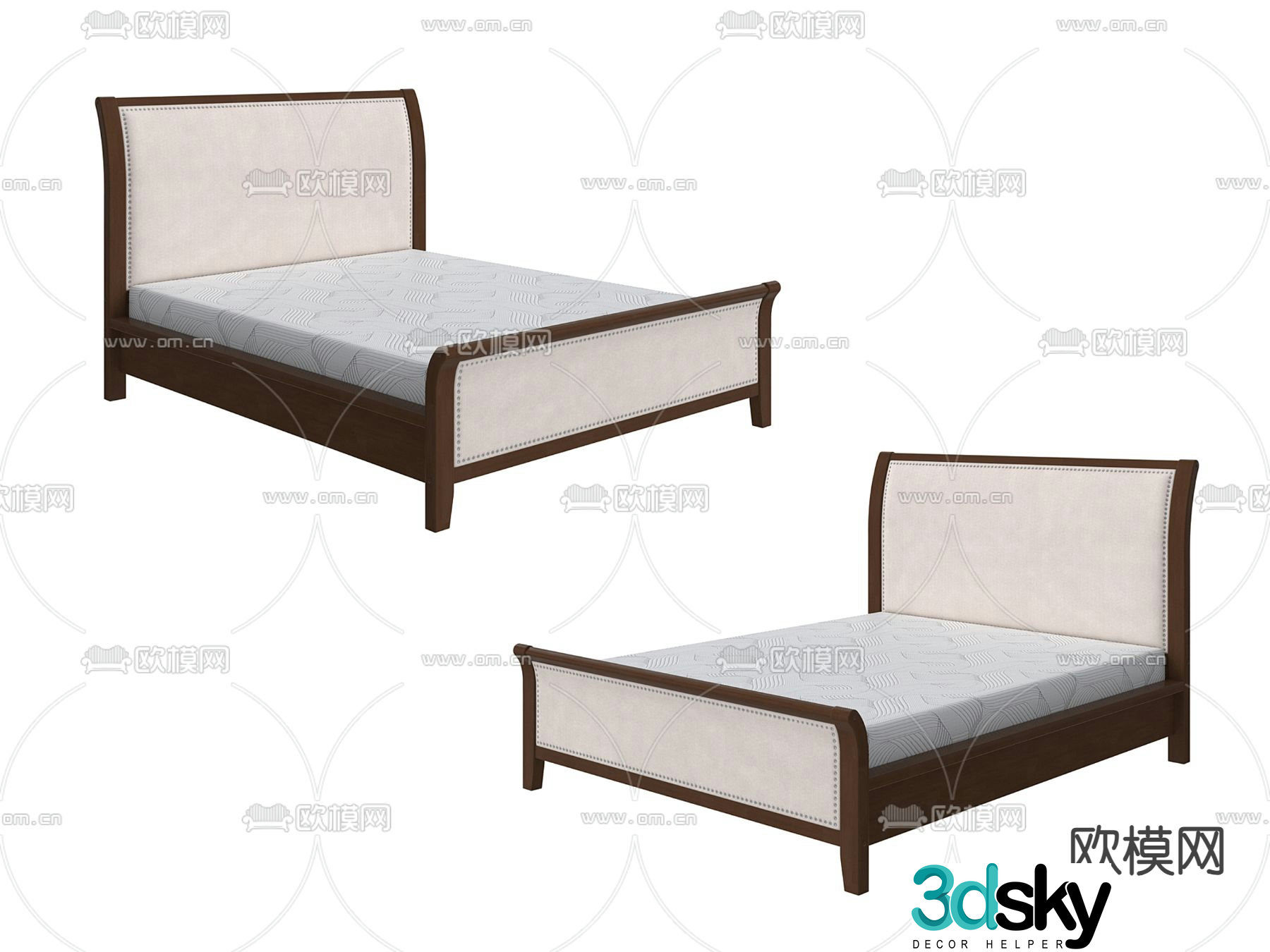 Nordic double bed 3d model