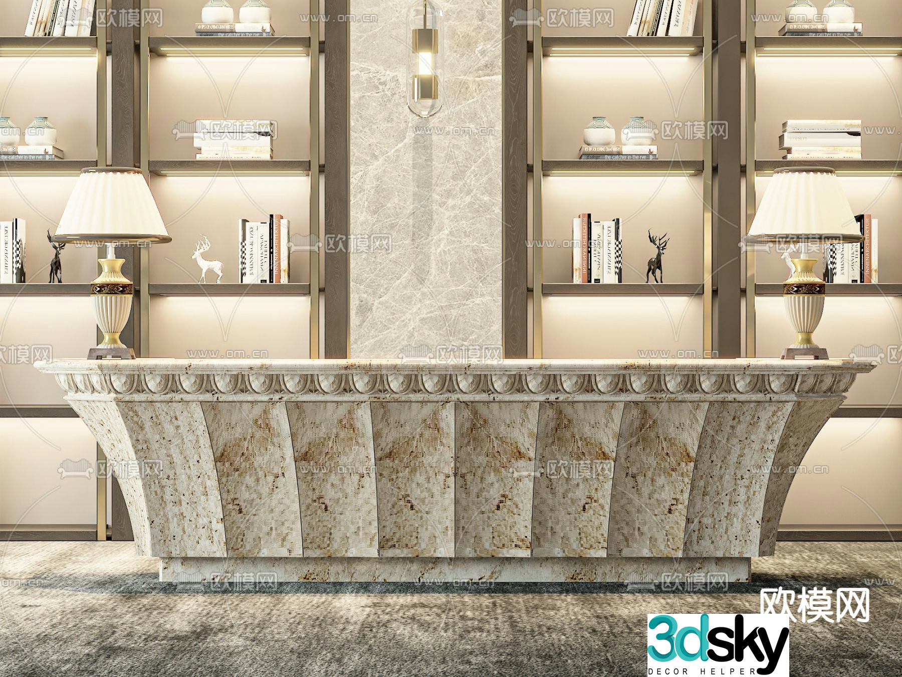 Simple European front desk reception desk service desk 3D model