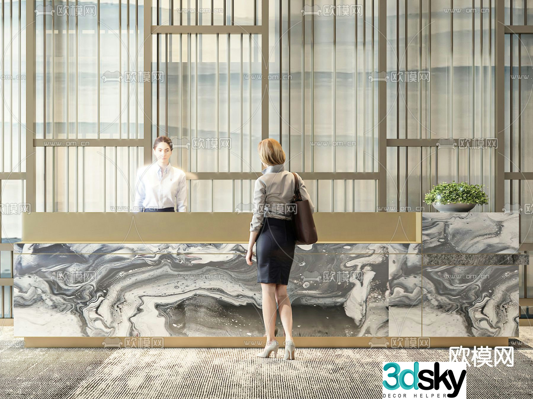 Reception desk service front desk 3d model