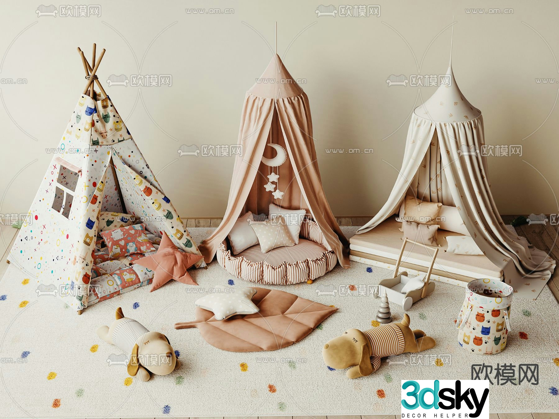 Modern children’s tent 3d model