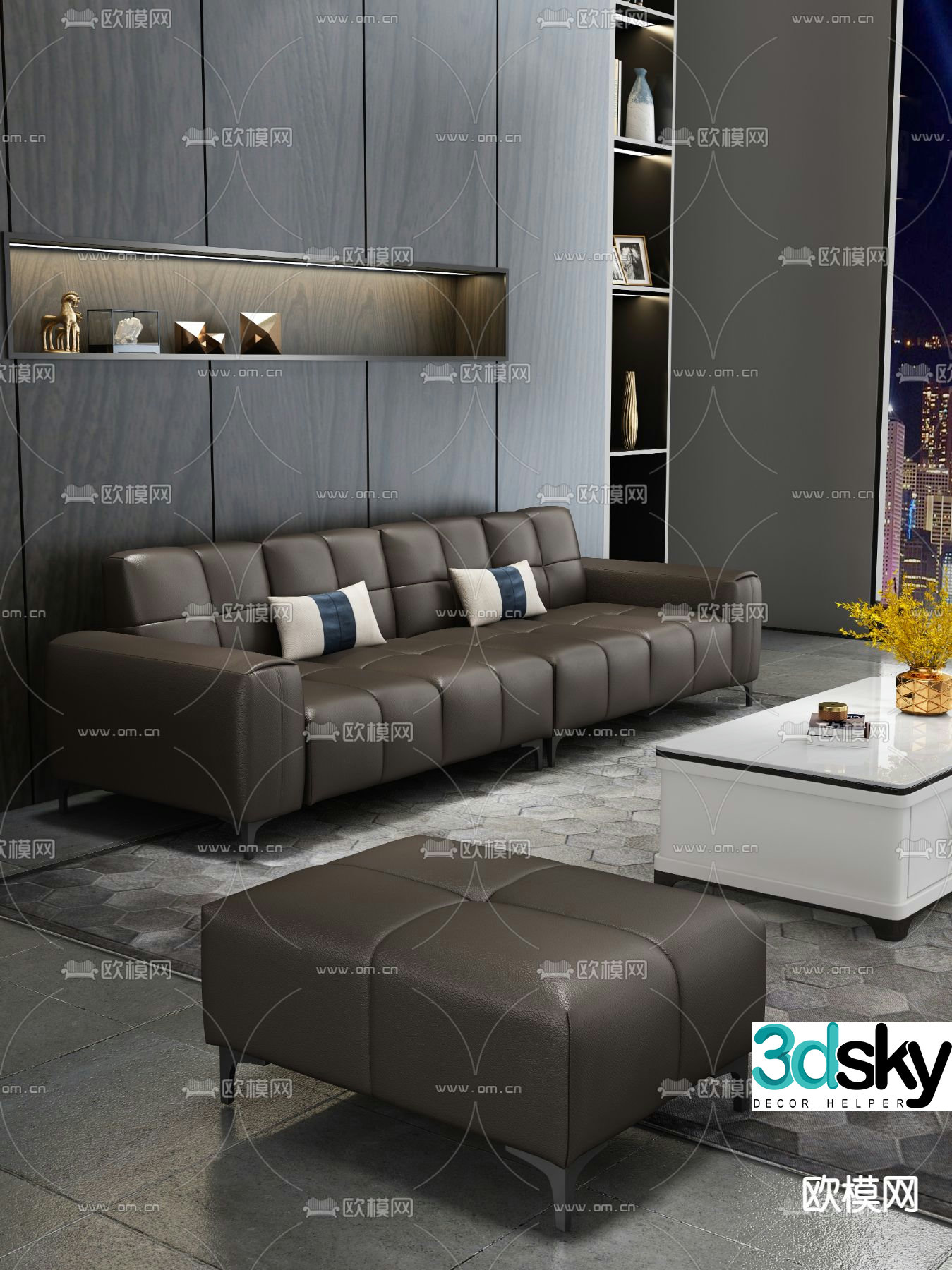 Modular sofa leather sofa 3d model