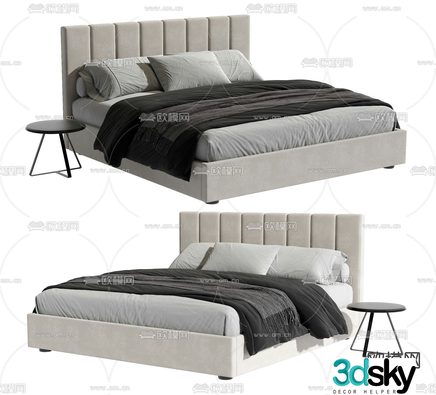 Modern double bed 3d model