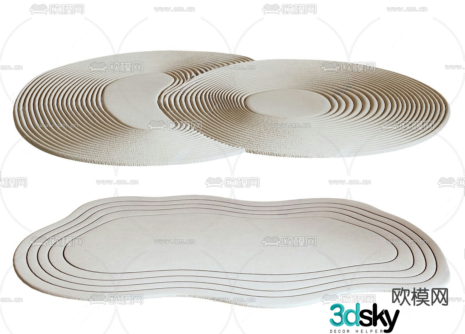 Wind-shaped carpet Round carpet Wavy carpet 3d model