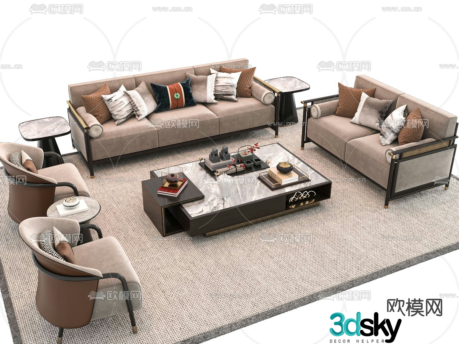 New Chinese style sofa coffee table 3d model