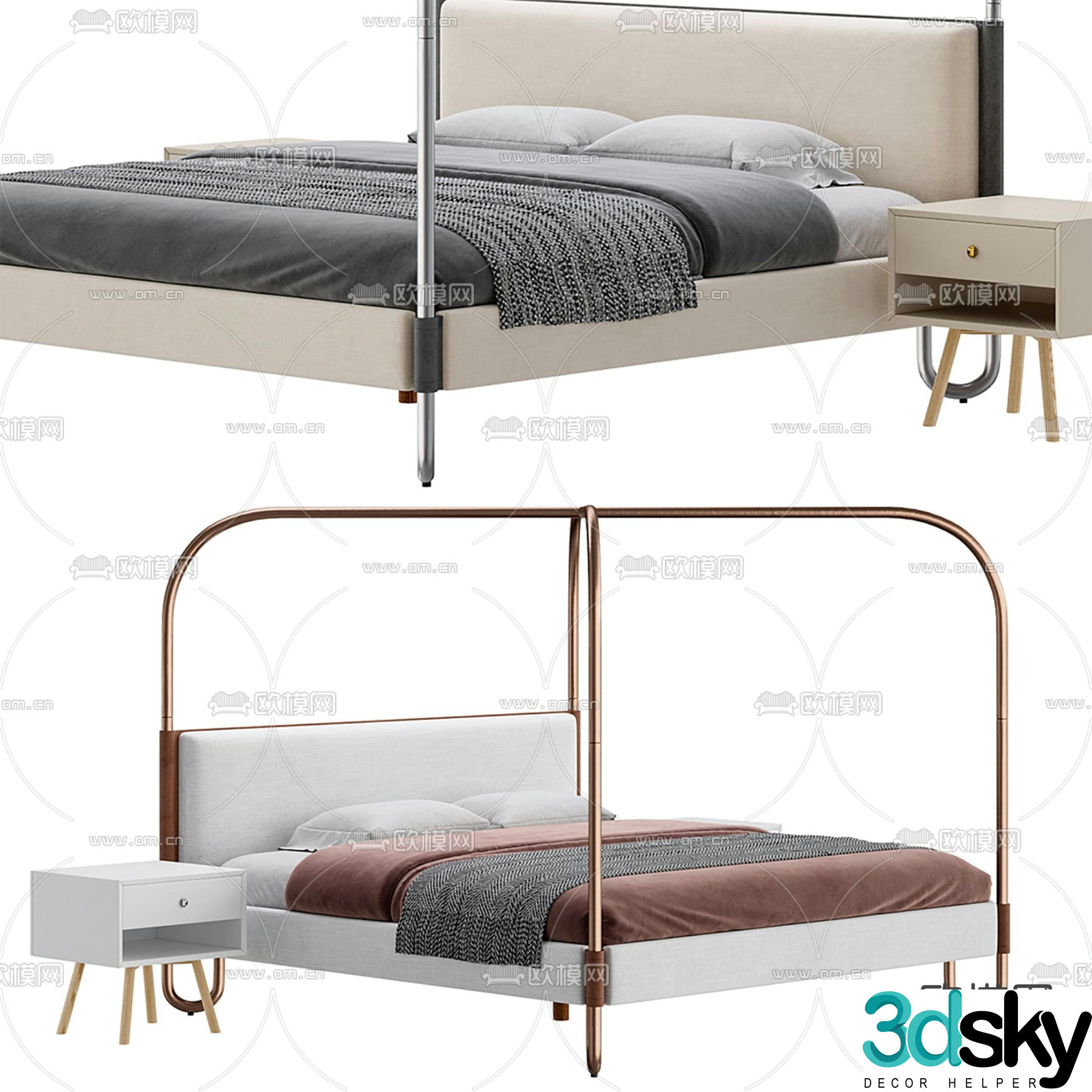 Gracia double bed 3d model