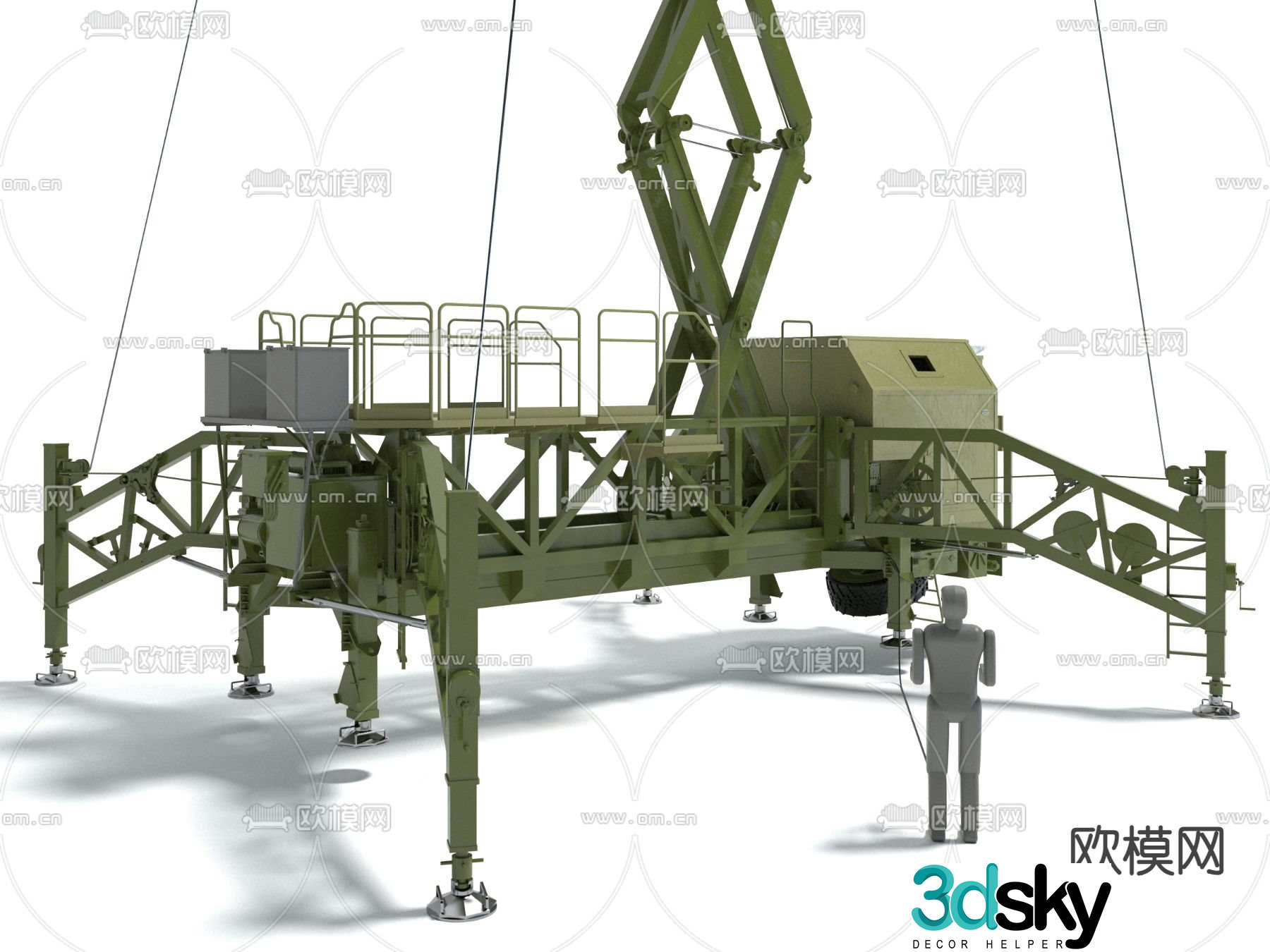 Military equipment radar signal tower command tower 3d model