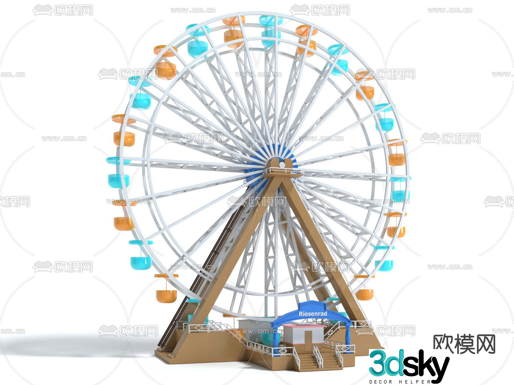 Amusement rides ferris wheel 3d model