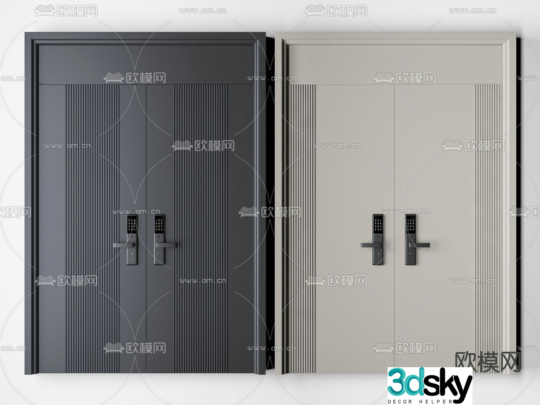 Modern double door security door 3d model