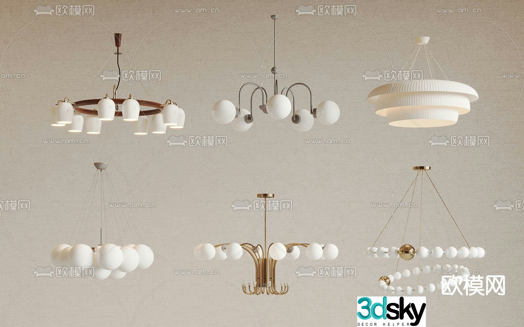 Cream style chandelier 3d model