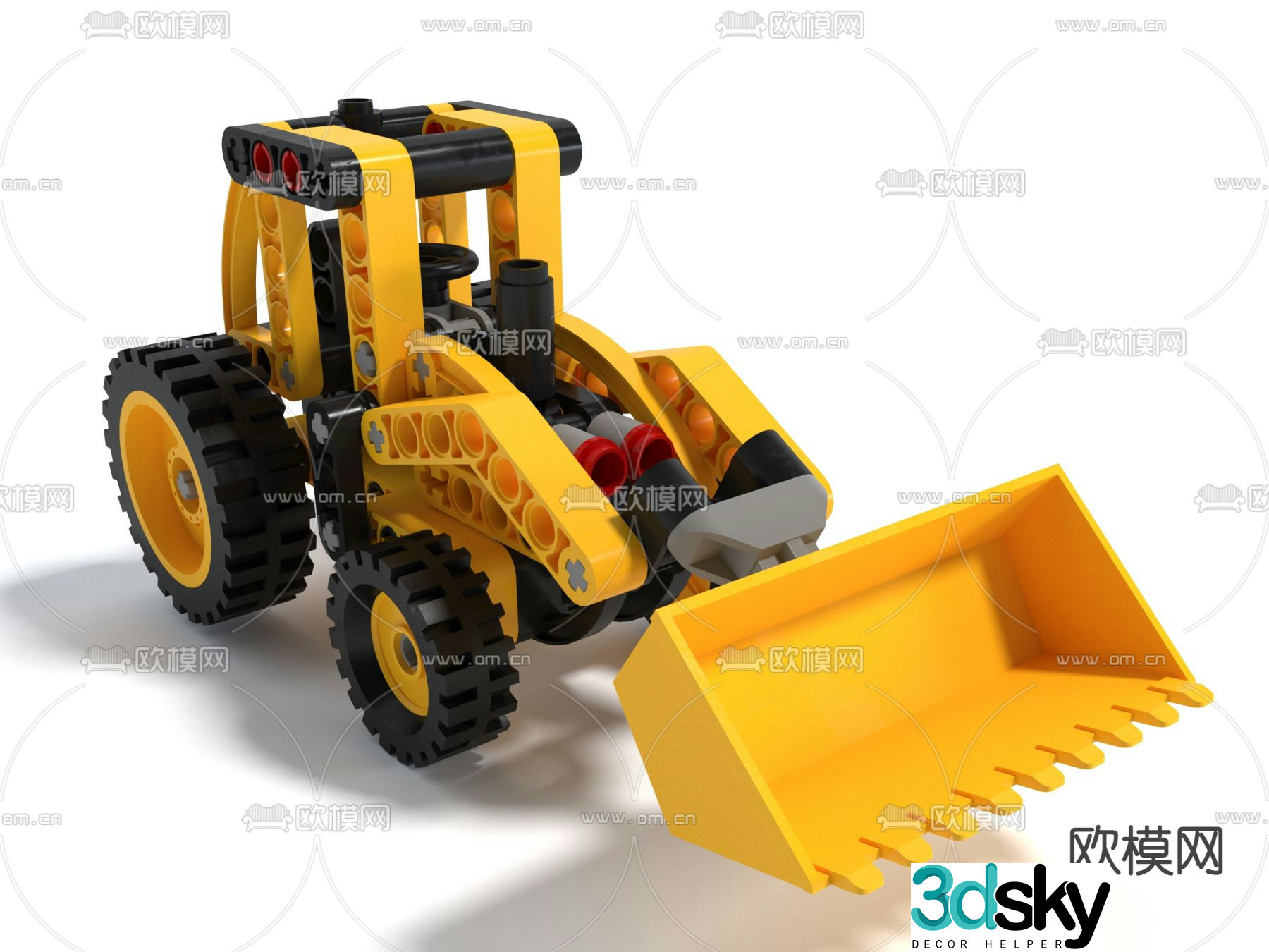 toy car building block forklift lego 3d model