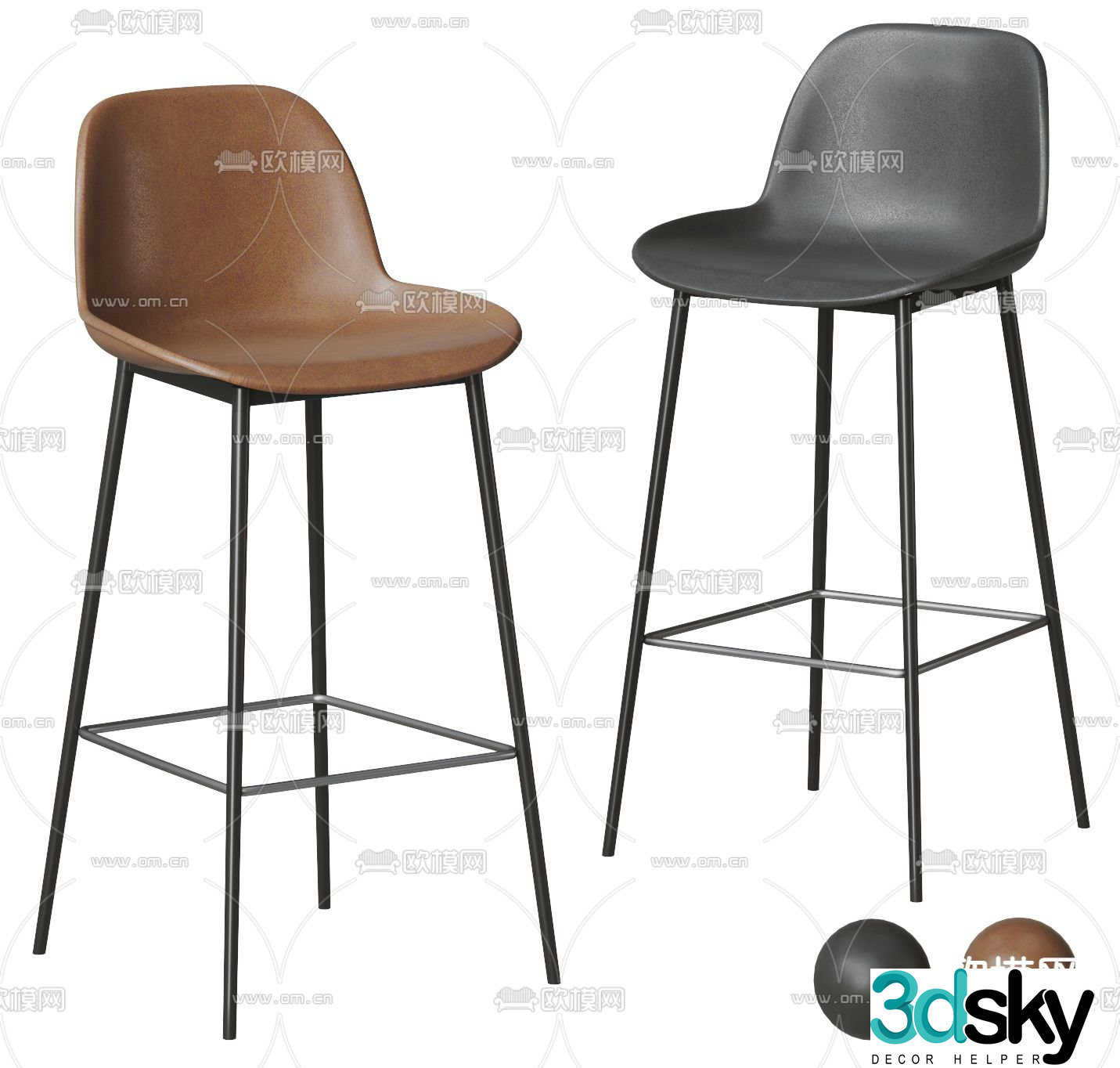 leather bar stool bar stool 3d model