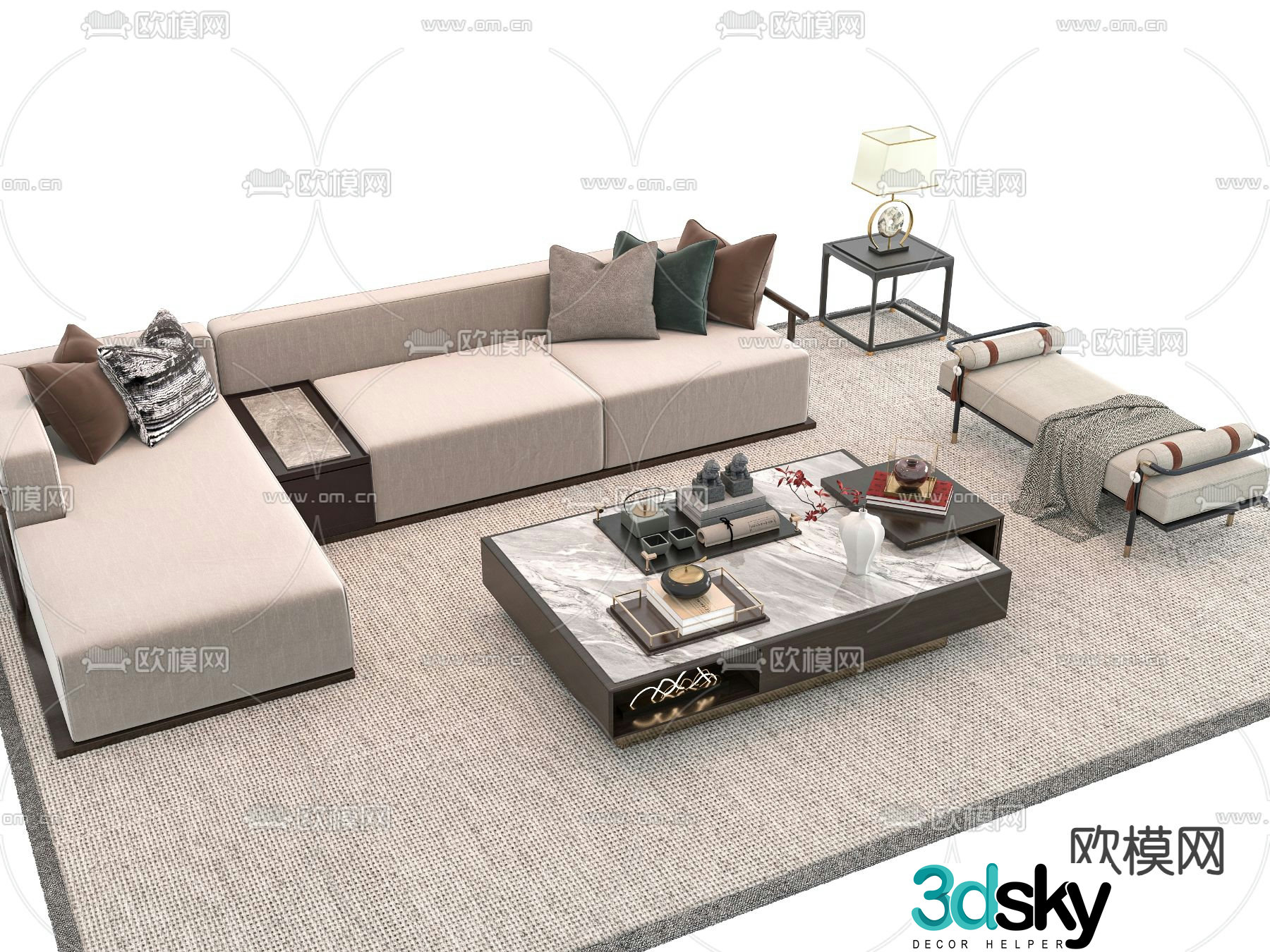 New Chinese style sofa coffee table 3d model