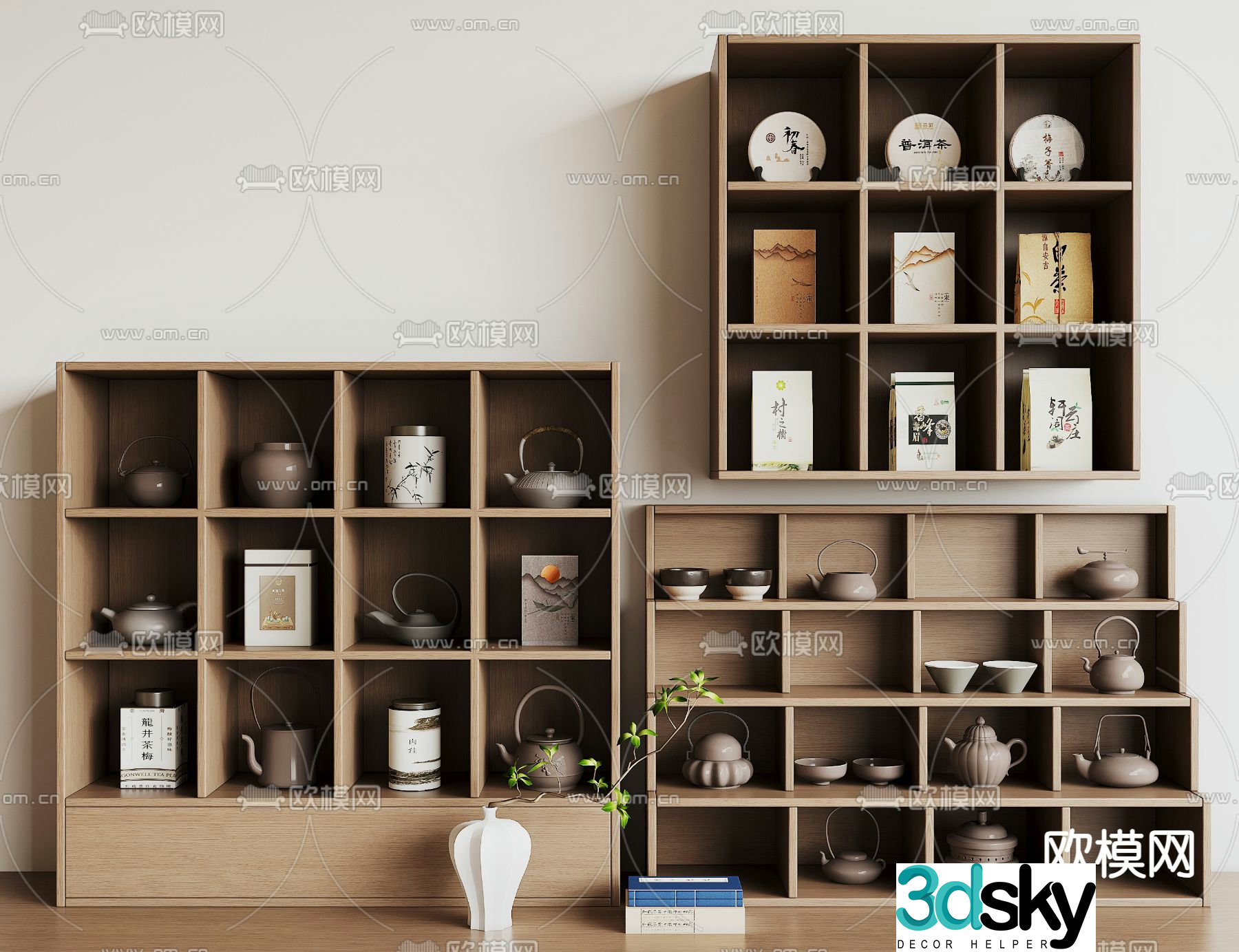 New Chinese style tea cabinet tea rack 3d model