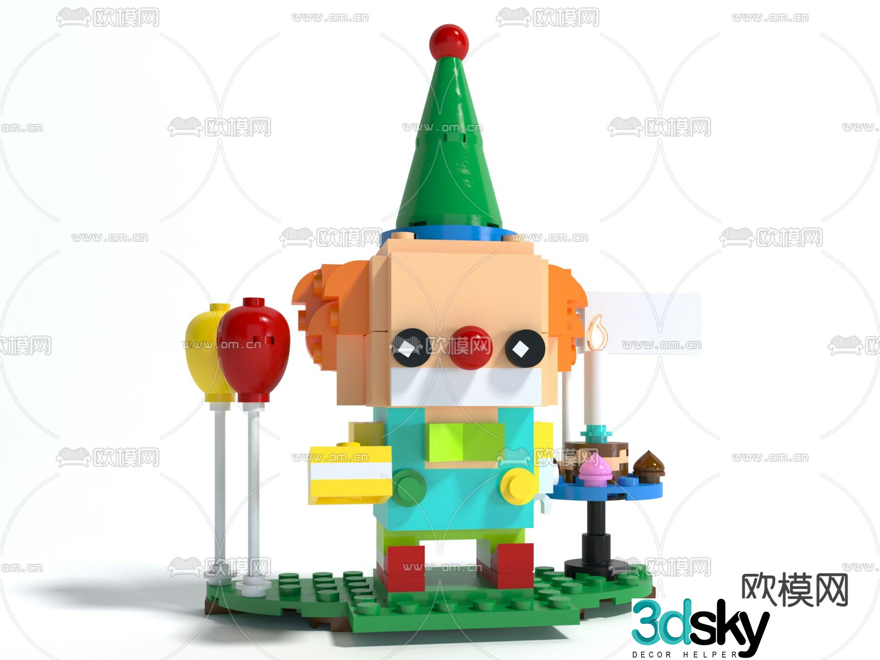 Clown building blocks toy 3d model