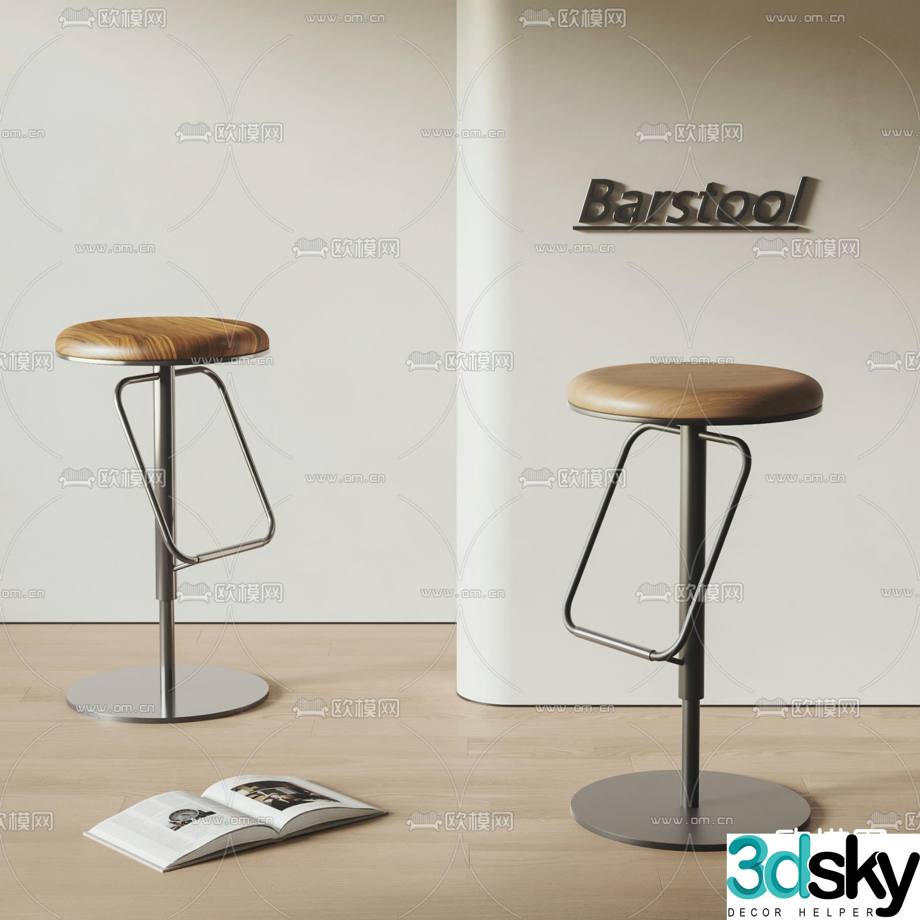 Modern bar stool 3d model