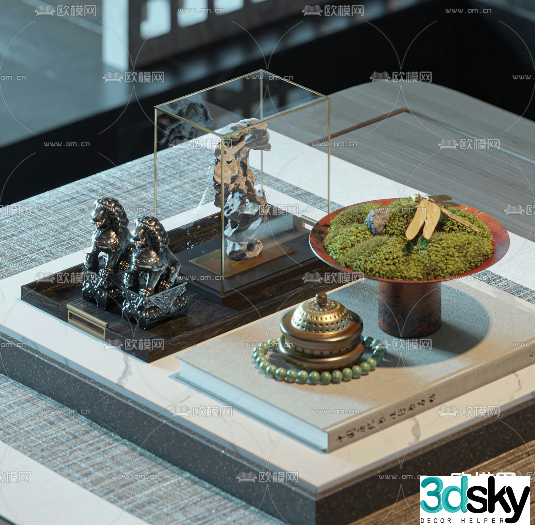 New Chinese style decorations desktop ornaments sculptures 3D model