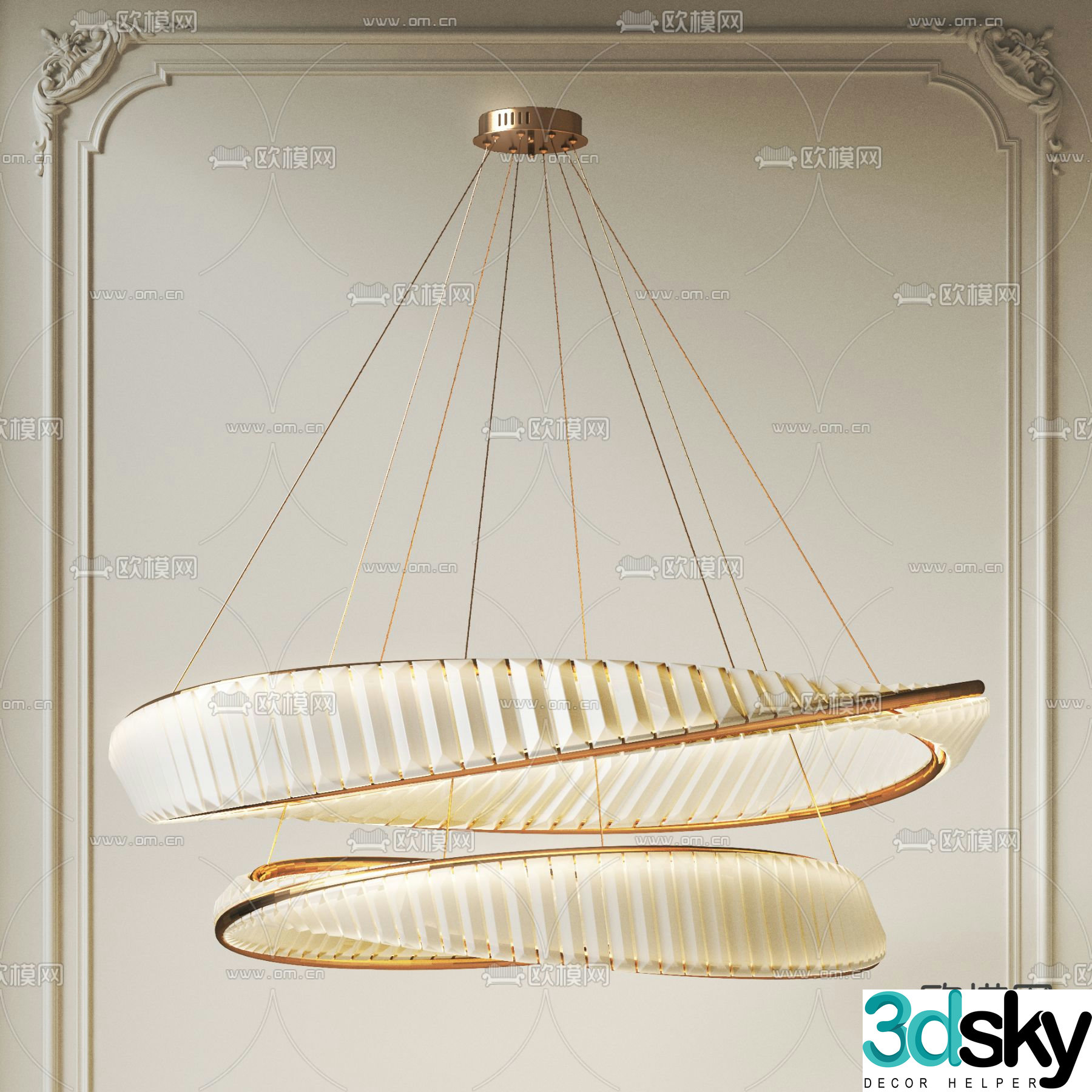 French chandeliers Double-layer chandeliers 3D model