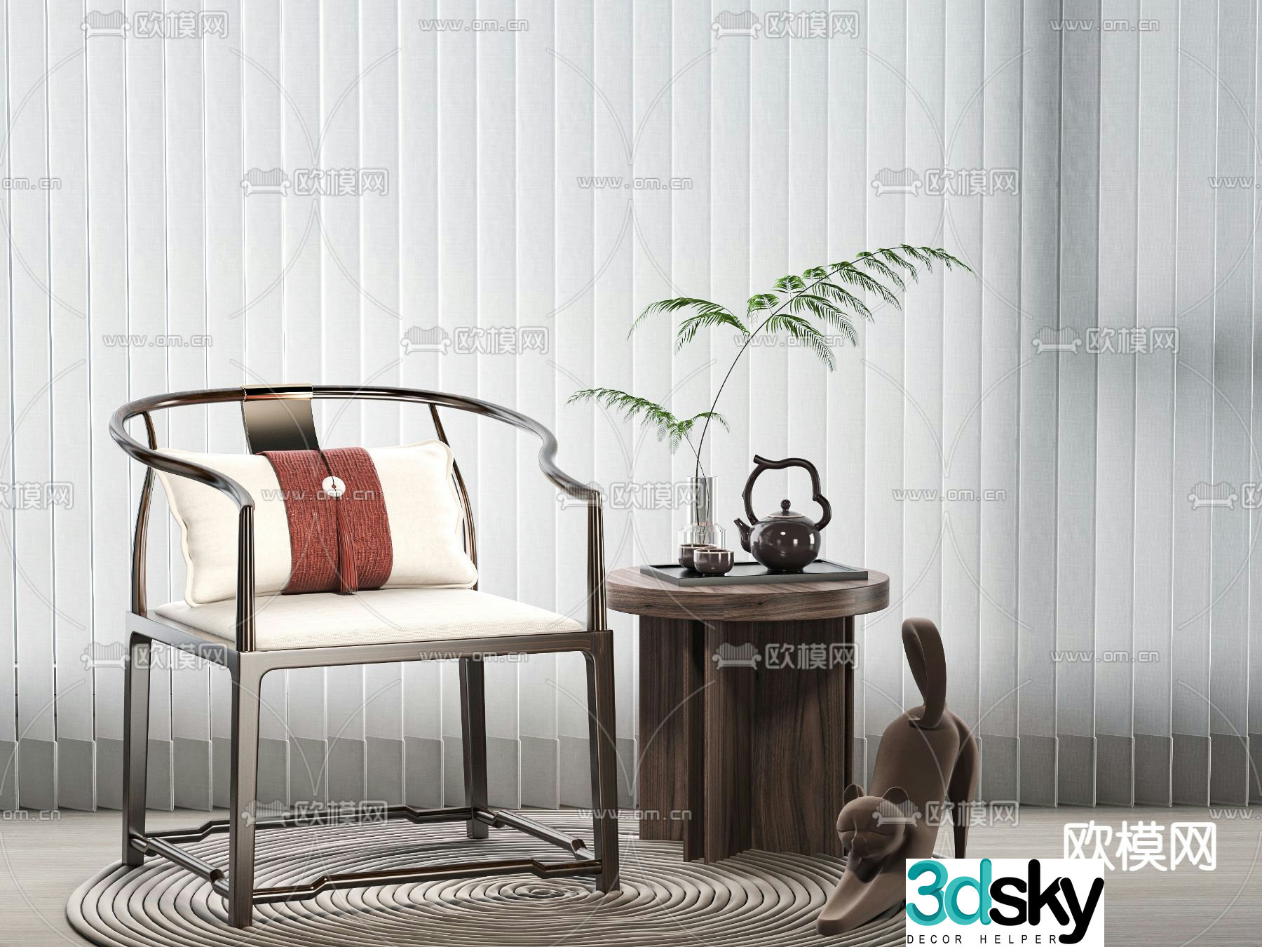 New Chinese style chair armchair 3d model