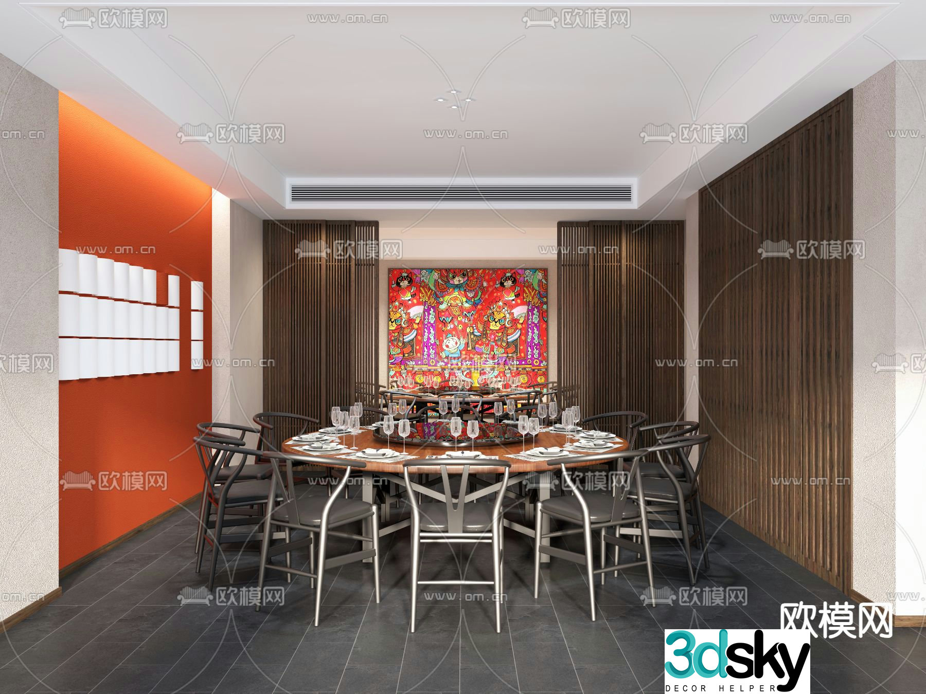 Chinese restaurant private room restaurant private room 3D model