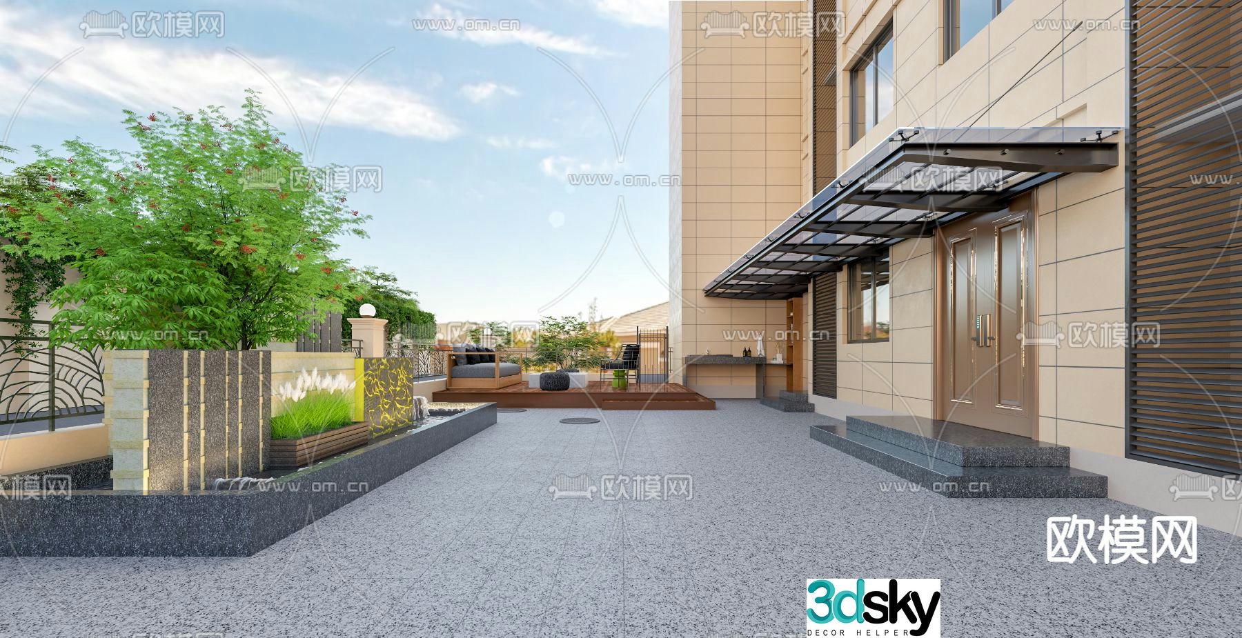 Villa courtyard garden 3d model