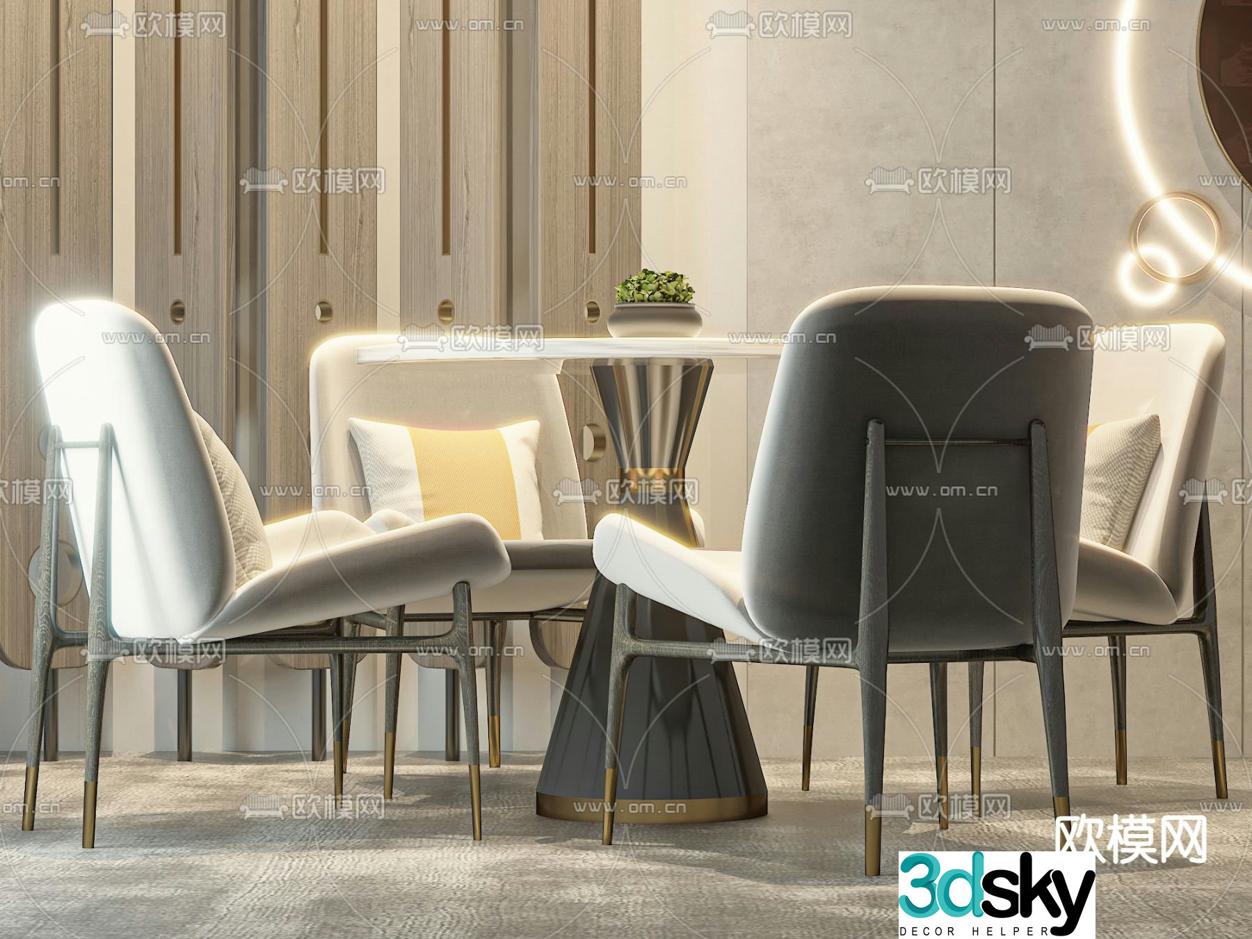 Single chair dining chair 3d model