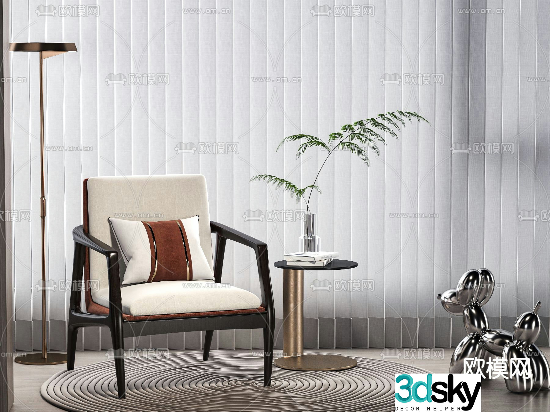 New Chinese style chair leisure chair 3d model