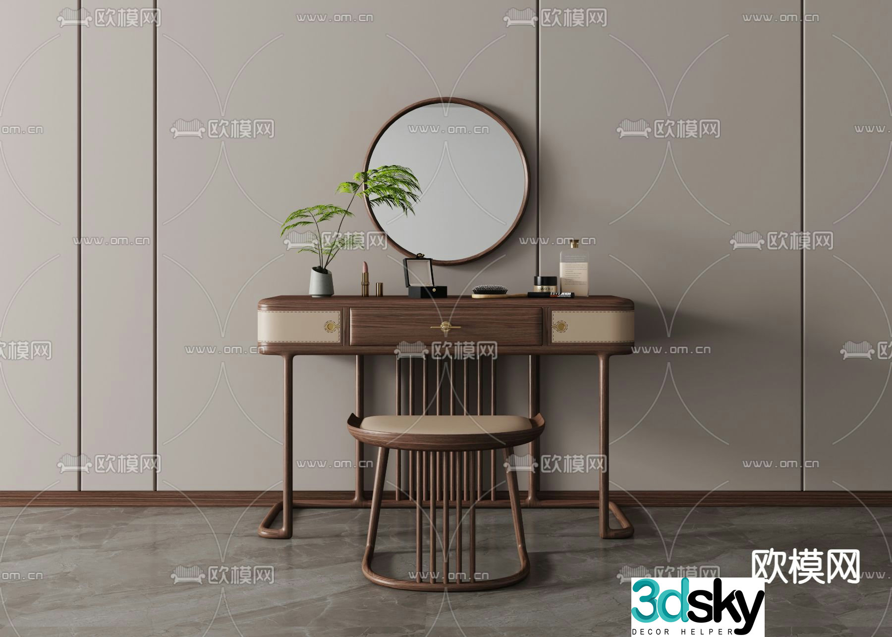 New Chinese style dressing table dressing table 3d model