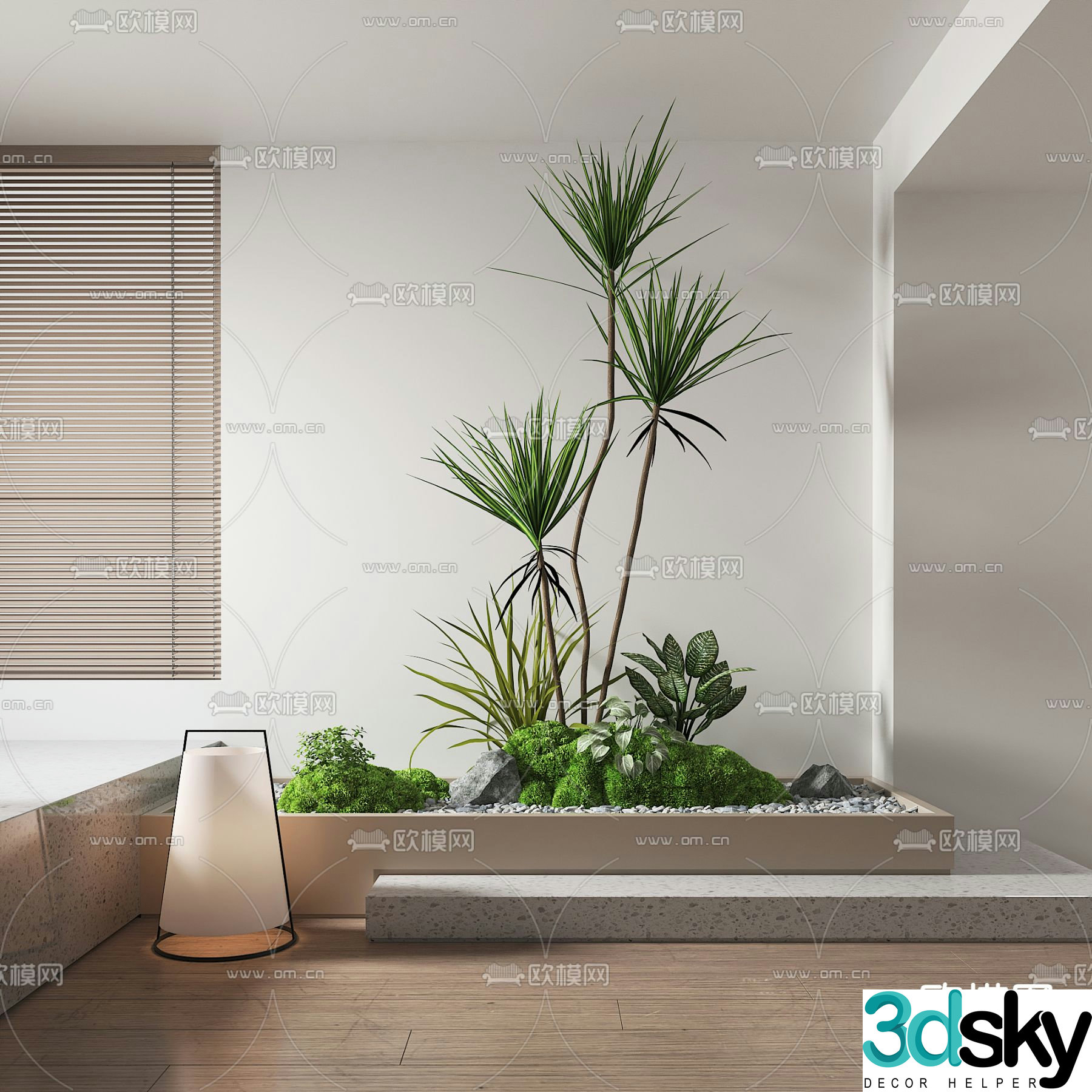 Indoor green plant landscaping plant pile 3D model