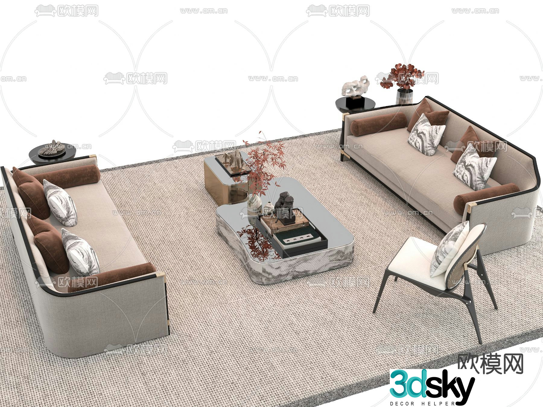 New Chinese sofa coffee table 3D model