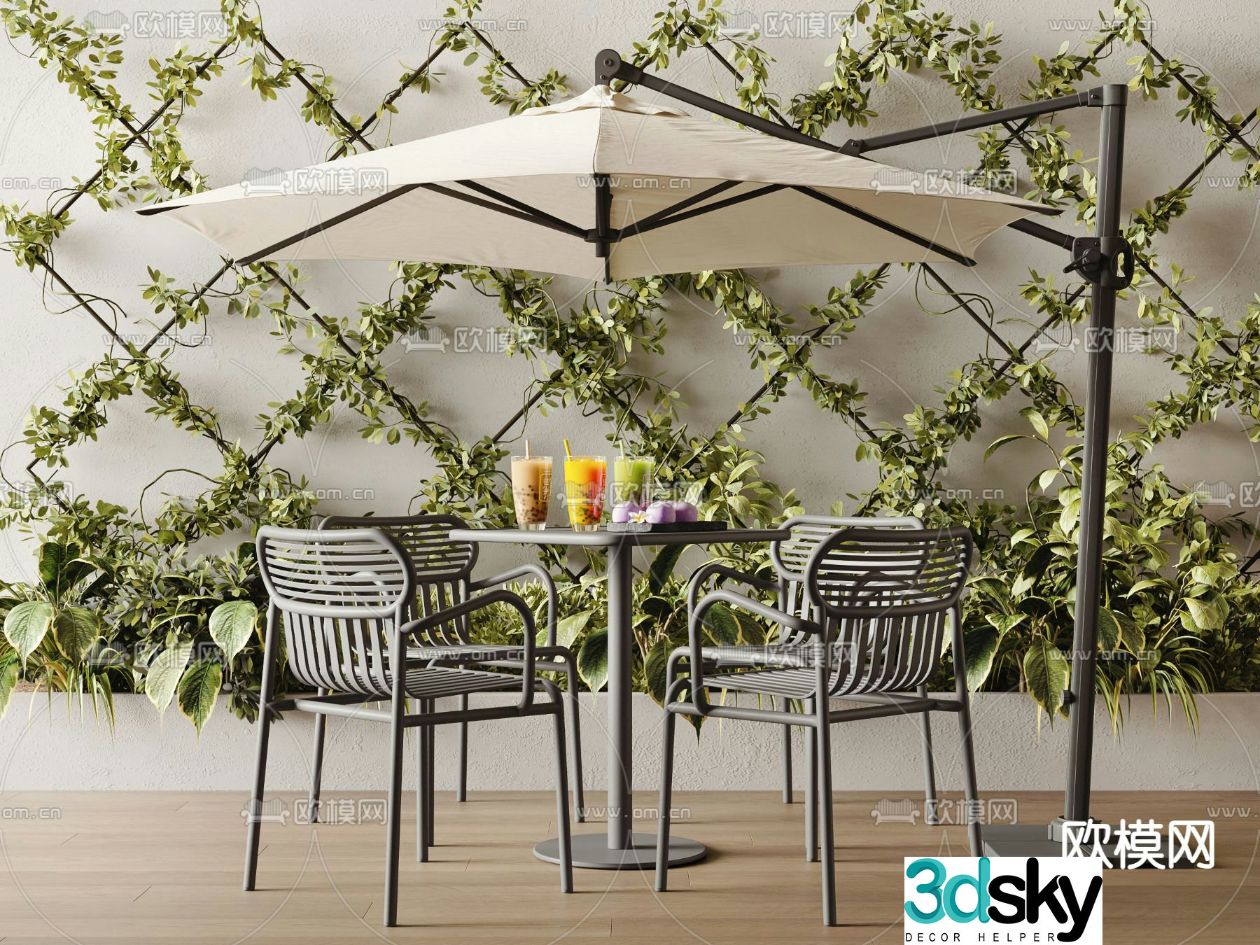 Outdoor tables and chairs Negotiate 3D model of tables and chairs