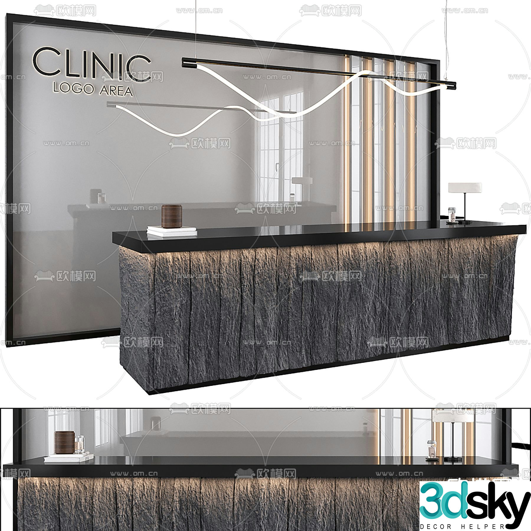 kitchen front desk reception desk 3d model