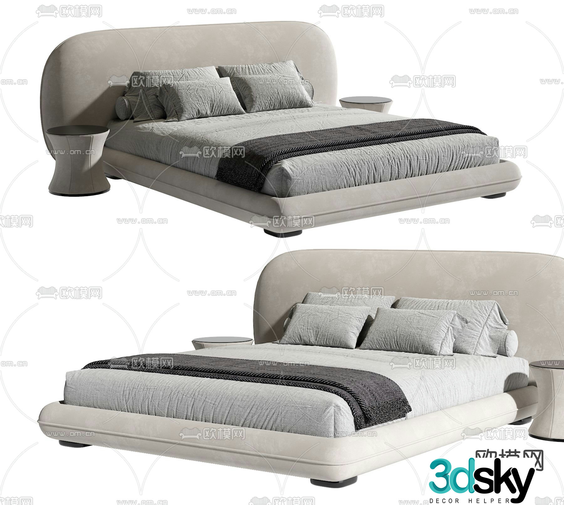 Modern double bed 3d model